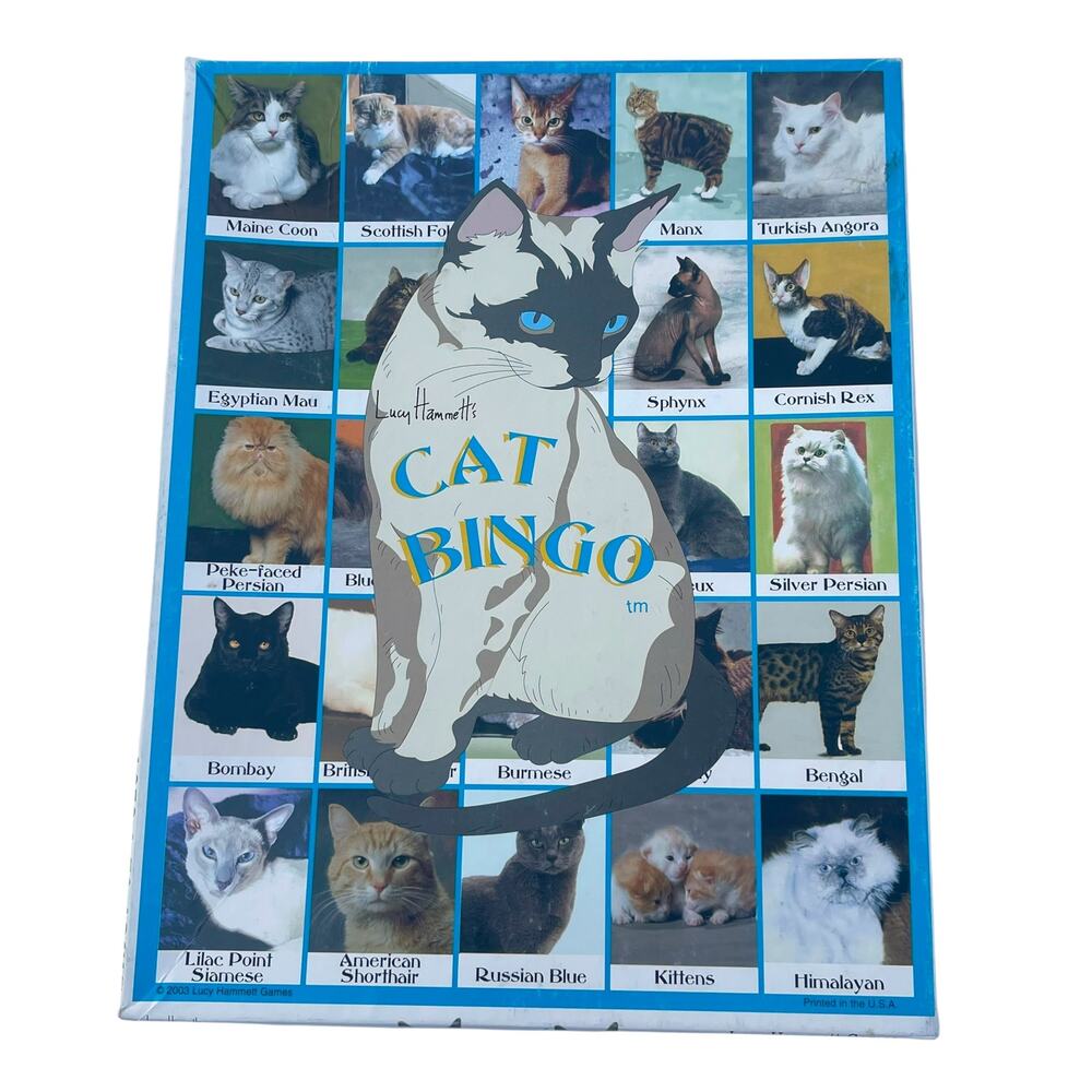 Lucy Hammett Cat Bingo Game 2003 Complete Cat Lover Family Board Game